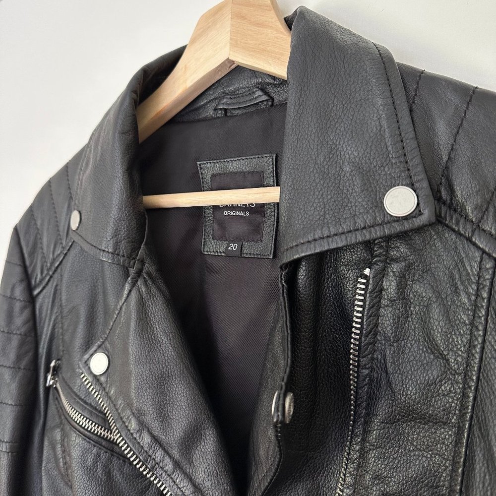 COPY - Barney's Originals Plus Clara leather biker jacket - Black - Size 16 (UK…